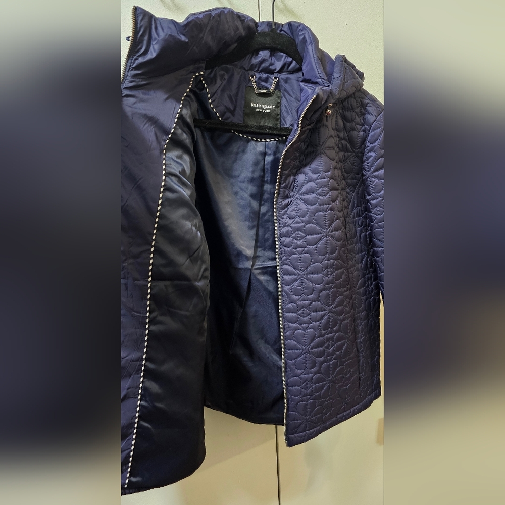 Kate Spade New York Flower Quilted Jacket Planetary Navy Womens Size XL NWT - Picture 11 of 16